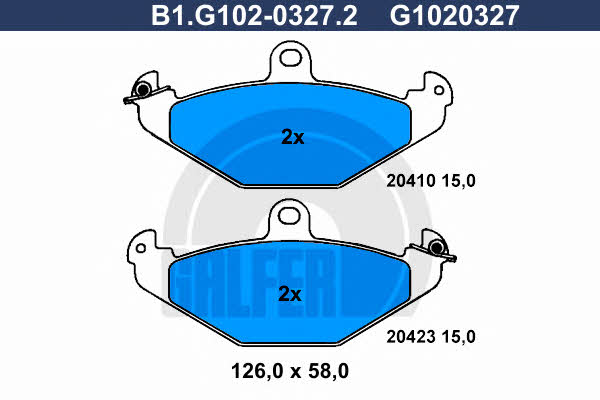 Galfer B1.G102-0327.2 Brake Pad Set, disc brake B1G10203272