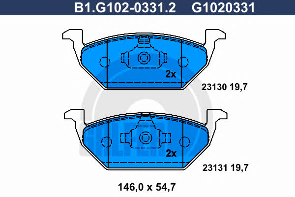 Galfer B1.G102-0331.2 Brake Pad Set, disc brake B1G10203312