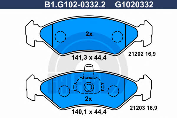 Galfer B1.G102-0332.2 Brake Pad Set, disc brake B1G10203322
