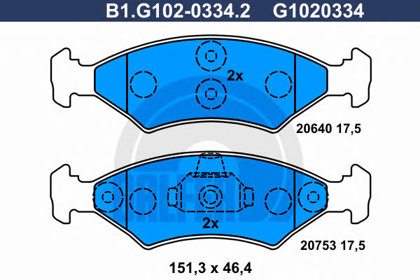 Galfer B1.G102-0334.2 Brake Pad Set, disc brake B1G10203342