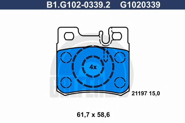 Galfer B1.G102-0339.2 Brake Pad Set, disc brake B1G10203392