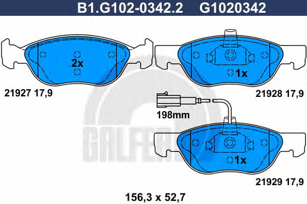 Galfer B1.G102-0342.2 Brake Pad Set, disc brake B1G10203422