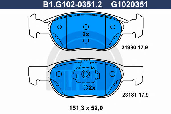 Galfer B1.G102-0351.2 Brake Pad Set, disc brake B1G10203512