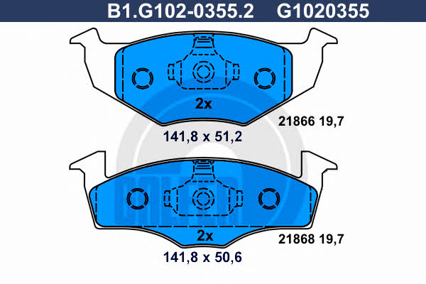 Galfer B1.G102-0355.2 Brake Pad Set, disc brake B1G10203552