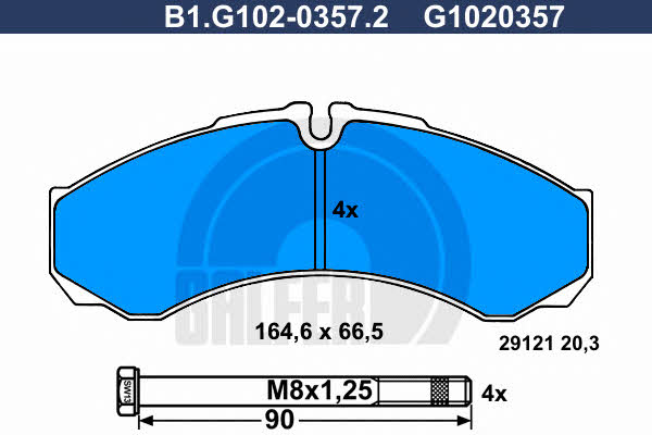 Galfer B1.G102-0357.2 Brake Pad Set, disc brake B1G10203572