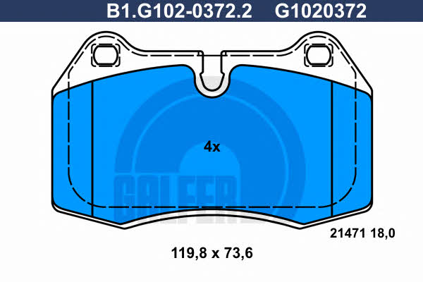 Galfer B1.G102-0372.2 Brake Pad Set, disc brake B1G10203722