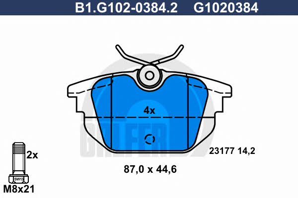 Galfer B1.G102-0384.2 Brake Pad Set, disc brake B1G10203842