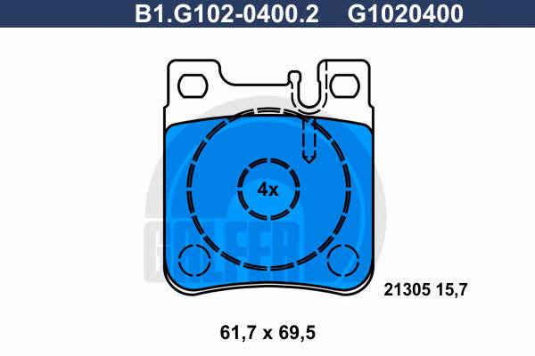Galfer B1.G102-0400.2 Brake Pad Set, disc brake B1G10204002