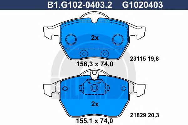 Galfer B1.G102-0403.2 Brake Pad Set, disc brake B1G10204032