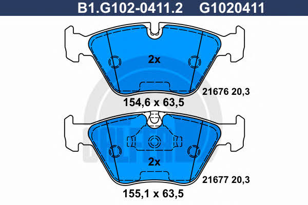 Galfer B1.G102-0411.2 Brake Pad Set, disc brake B1G10204112