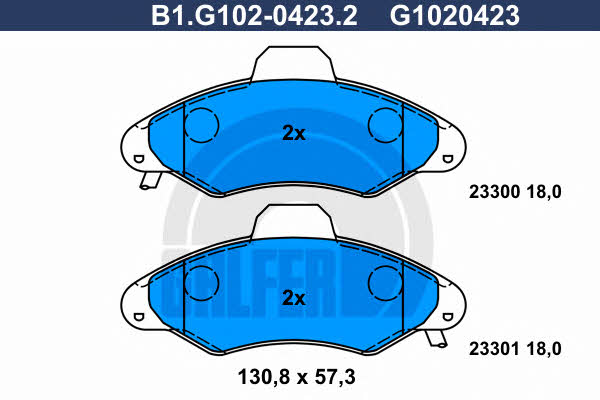 Galfer B1.G102-0423.2 Brake Pad Set, disc brake B1G10204232