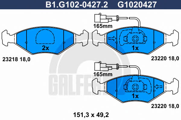 Galfer B1.G102-0427.2 Brake Pad Set, disc brake B1G10204272