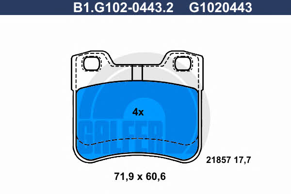 Galfer B1.G102-0443.2 Brake Pad Set, disc brake B1G10204432