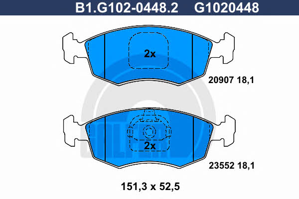 Galfer B1.G102-0448.2 Brake Pad Set, disc brake B1G10204482