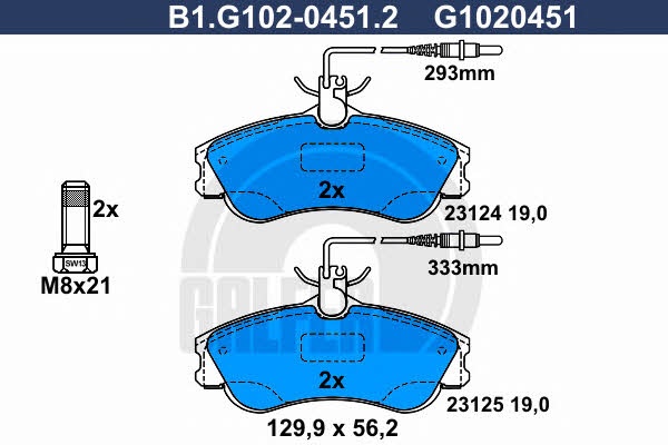 Galfer B1.G102-0451.2 Brake Pad Set, disc brake B1G10204512