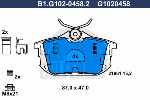 Galfer B1.G102-0458.2 Brake Pad Set, disc brake B1G10204582