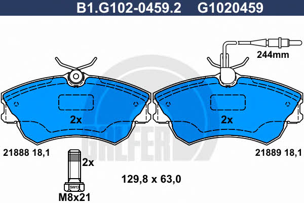 Galfer B1.G102-0459.2 Brake Pad Set, disc brake B1G10204592