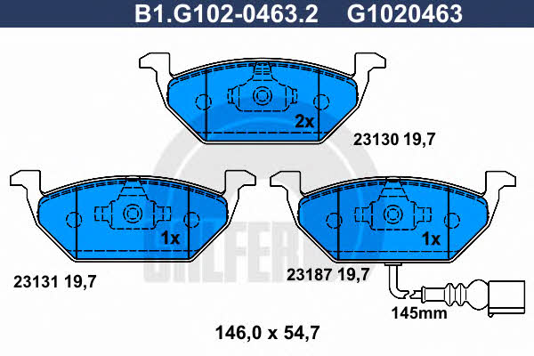 Galfer B1.G102-0463.2 Brake Pad Set, disc brake B1G10204632