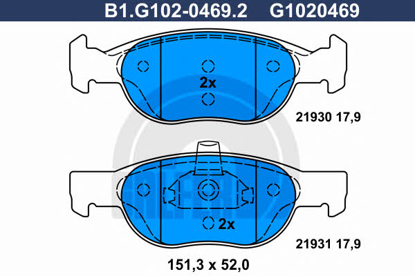 Galfer B1.G102-0469.2 Brake Pad Set, disc brake B1G10204692
