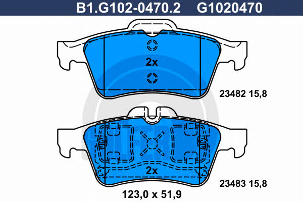 Galfer B1.G102-0470.2 Brake Pad Set, disc brake B1G10204702