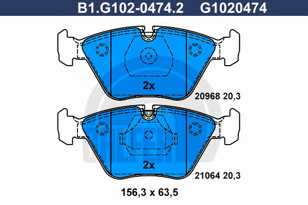 Galfer B1.G102-0474.2 Brake Pad Set, disc brake B1G10204742