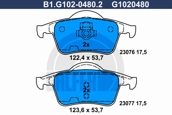 Galfer B1.G102-0480.2 Brake Pad Set, disc brake B1G10204802