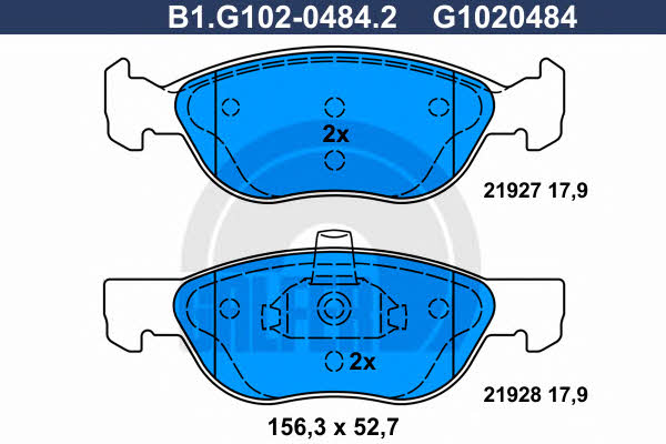 Galfer B1.G102-0484.2 Brake Pad Set, disc brake B1G10204842