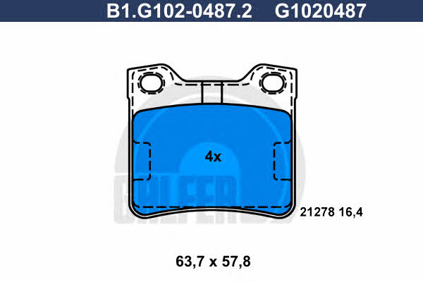 Galfer B1.G102-0487.2 Brake Pad Set, disc brake B1G10204872