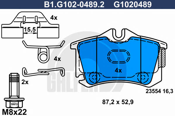 Galfer B1.G102-0489.2 Brake Pad Set, disc brake B1G10204892