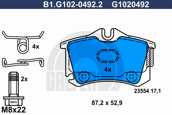 Galfer B1.G102-0492.2 Brake Pad Set, disc brake B1G10204922