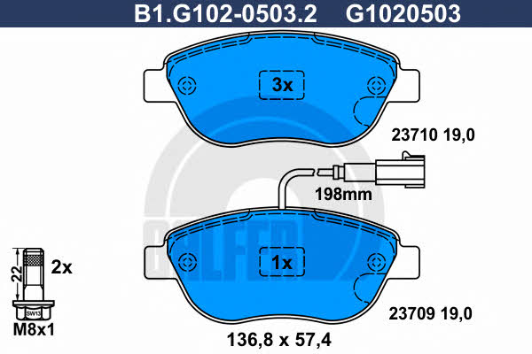 Galfer B1.G102-0503.2 Brake Pad Set, disc brake B1G10205032