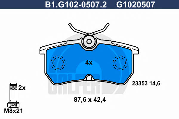 Galfer B1.G102-0507.2 Brake Pad Set, disc brake B1G10205072