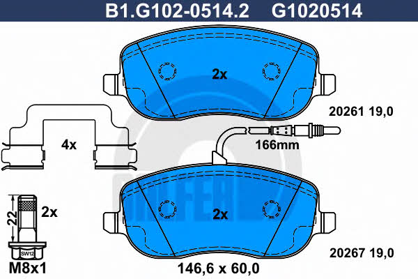 Galfer B1.G102-0514.2 Brake Pad Set, disc brake B1G10205142