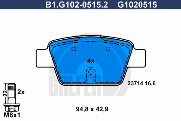 Galfer B1.G102-0515.2 Brake Pad Set, disc brake B1G10205152
