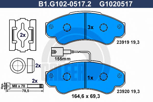 Galfer B1.G102-0517.2 Brake Pad Set, disc brake B1G10205172