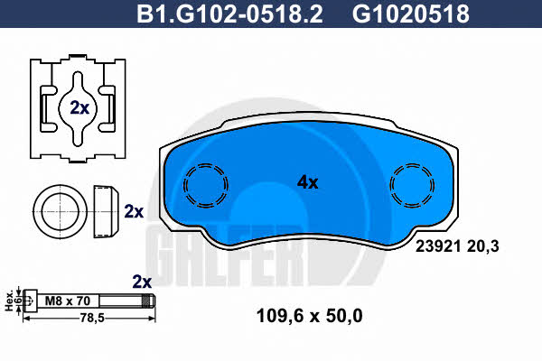 Galfer B1.G102-0518.2 Brake Pad Set, disc brake B1G10205182