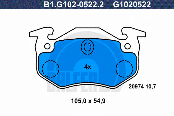 Galfer B1.G102-0522.2 Brake Pad Set, disc brake B1G10205222
