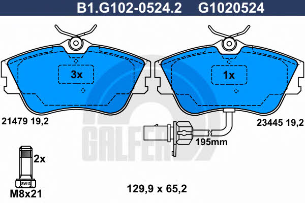 Galfer B1.G102-0524.2 Brake Pad Set, disc brake B1G10205242