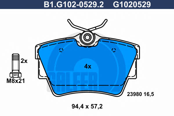 Galfer B1.G102-0529.2 Brake Pad Set, disc brake B1G10205292
