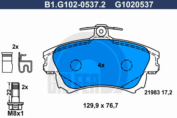 Galfer B1.G102-0537.2 Brake Pad Set, disc brake B1G10205372