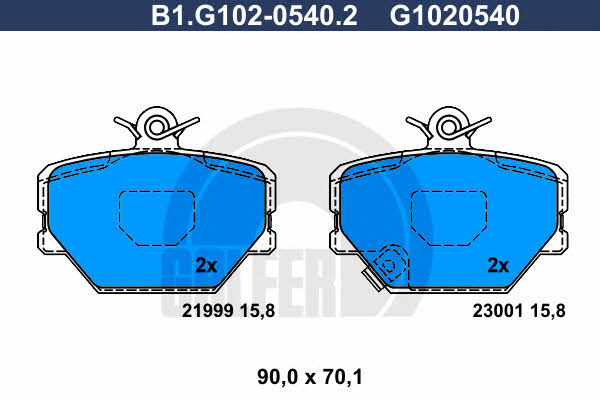 Galfer B1.G102-0540.2 Brake Pad Set, disc brake B1G10205402