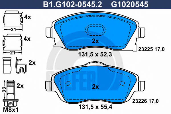 Galfer B1.G102-0545.2 Brake Pad Set, disc brake B1G10205452
