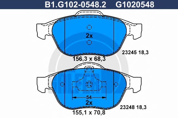 Galfer B1.G102-0548.2 Brake Pad Set, disc brake B1G10205482