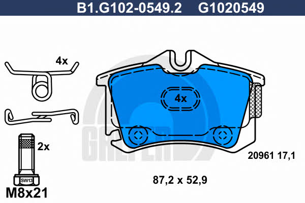 Galfer B1.G102-0549.2 Brake Pad Set, disc brake B1G10205492