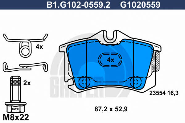 Galfer B1.G102-0559.2 Brake Pad Set, disc brake B1G10205592