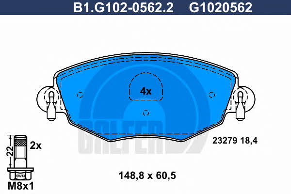 Galfer B1.G102-0562.2 Brake Pad Set, disc brake B1G10205622