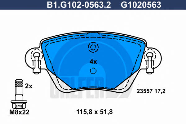 Galfer B1.G102-0563.2 Brake Pad Set, disc brake B1G10205632