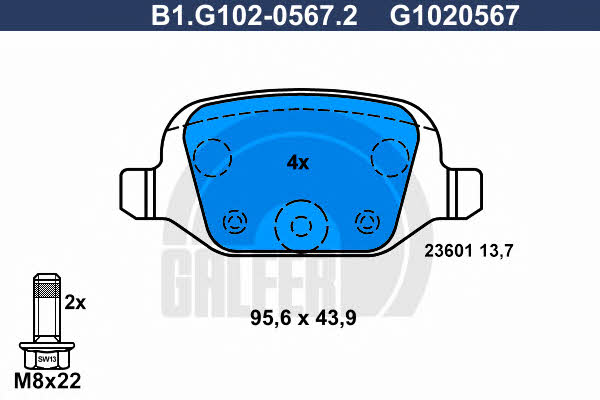Galfer B1.G102-0567.2 Brake Pad Set, disc brake B1G10205672