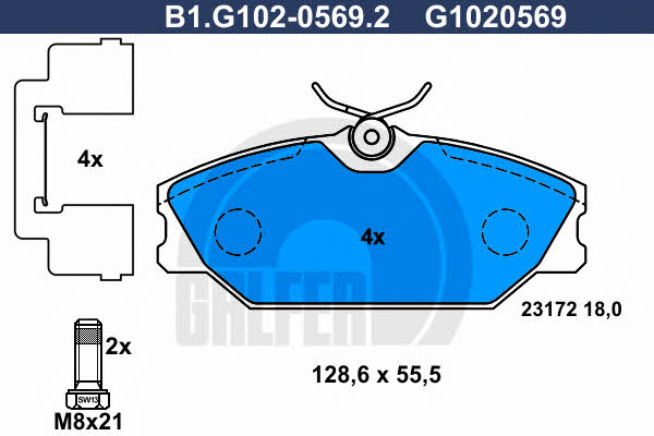 Galfer B1.G102-0569.2 Brake Pad Set, disc brake B1G10205692