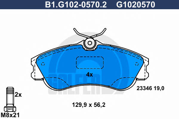 Galfer B1.G102-0570.2 Brake Pad Set, disc brake B1G10205702